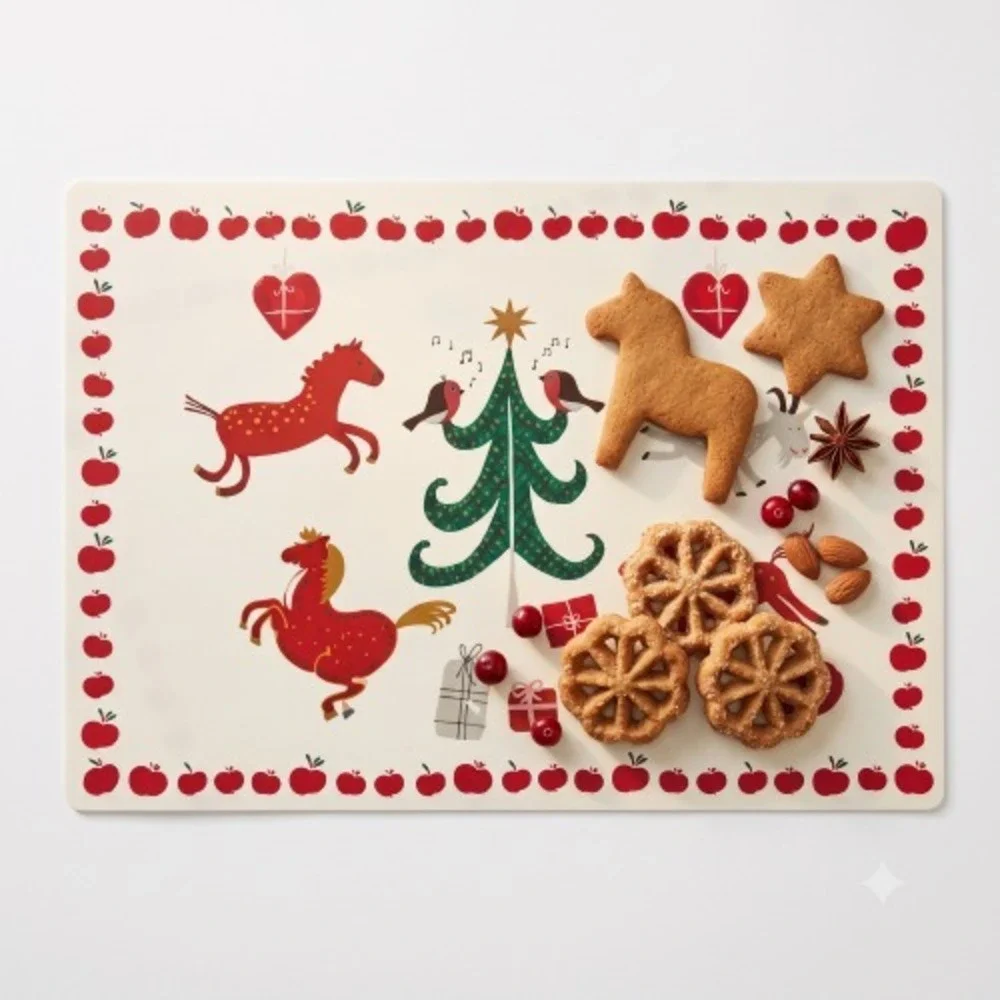 IKEA VINTERFINT Christmas Placemats Scandinavian Holiday Animal Pattern 4 Pack